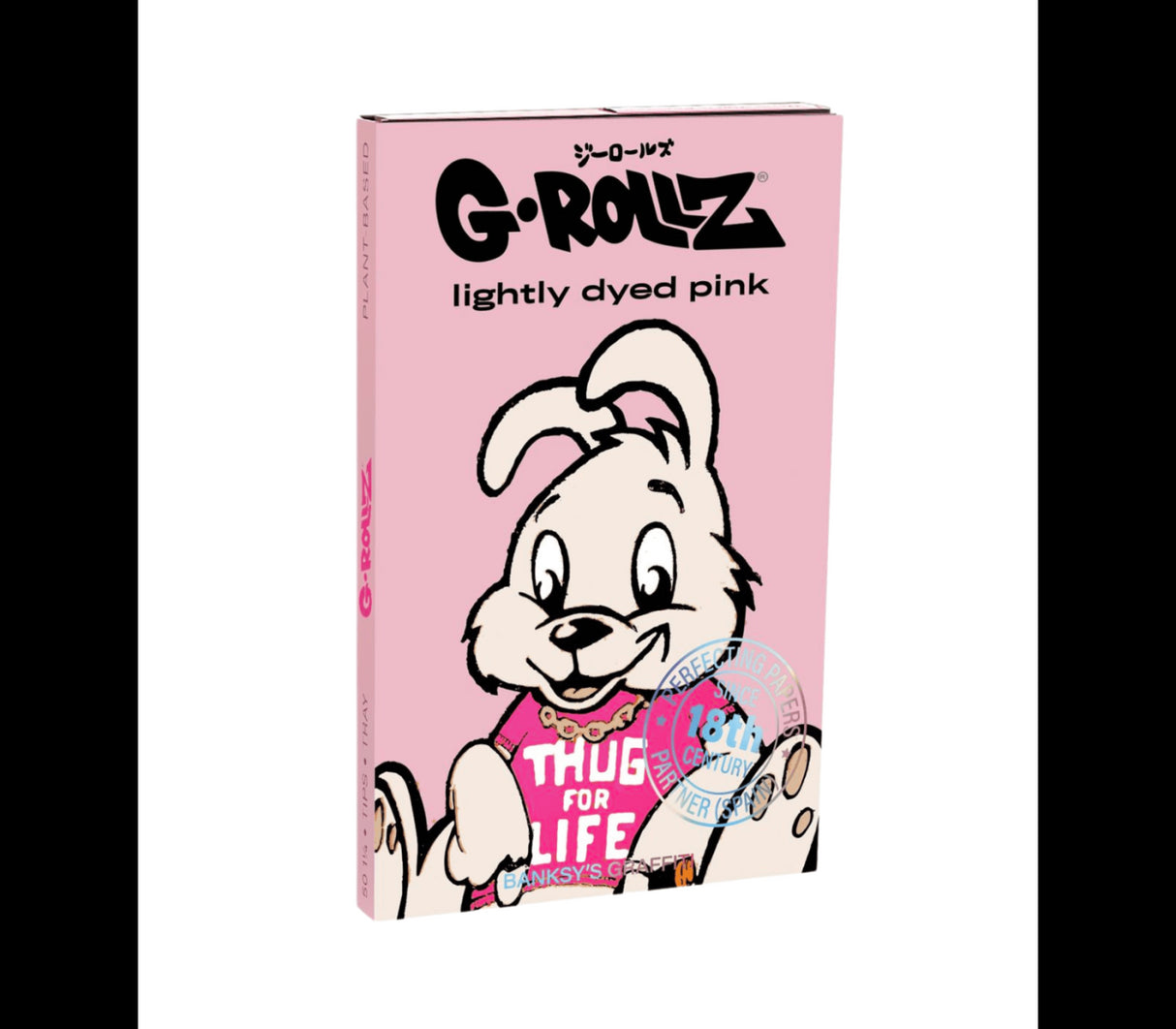 Papelillo G-Rollz 1 1/4 + Tips + Tray Banksy Conejo Pink