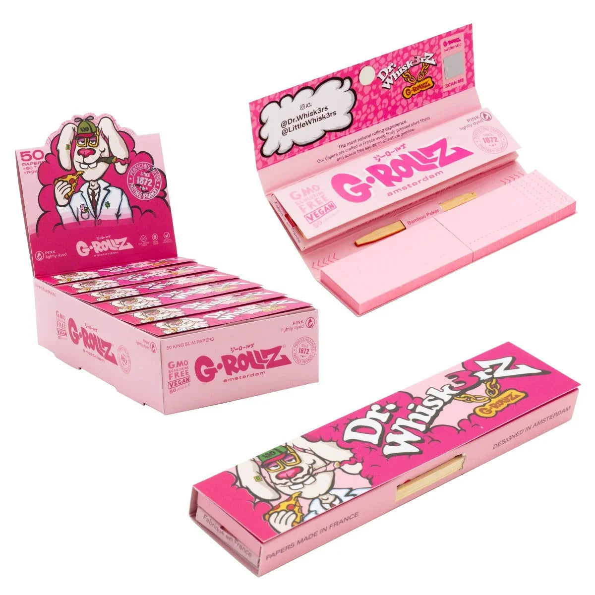 Papelillo G-Rollz King Size + Tips Dr. Whiskerz Pink