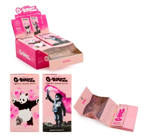 Papelillo G-Rollz King Size + Tips + Tray Banksy Pink