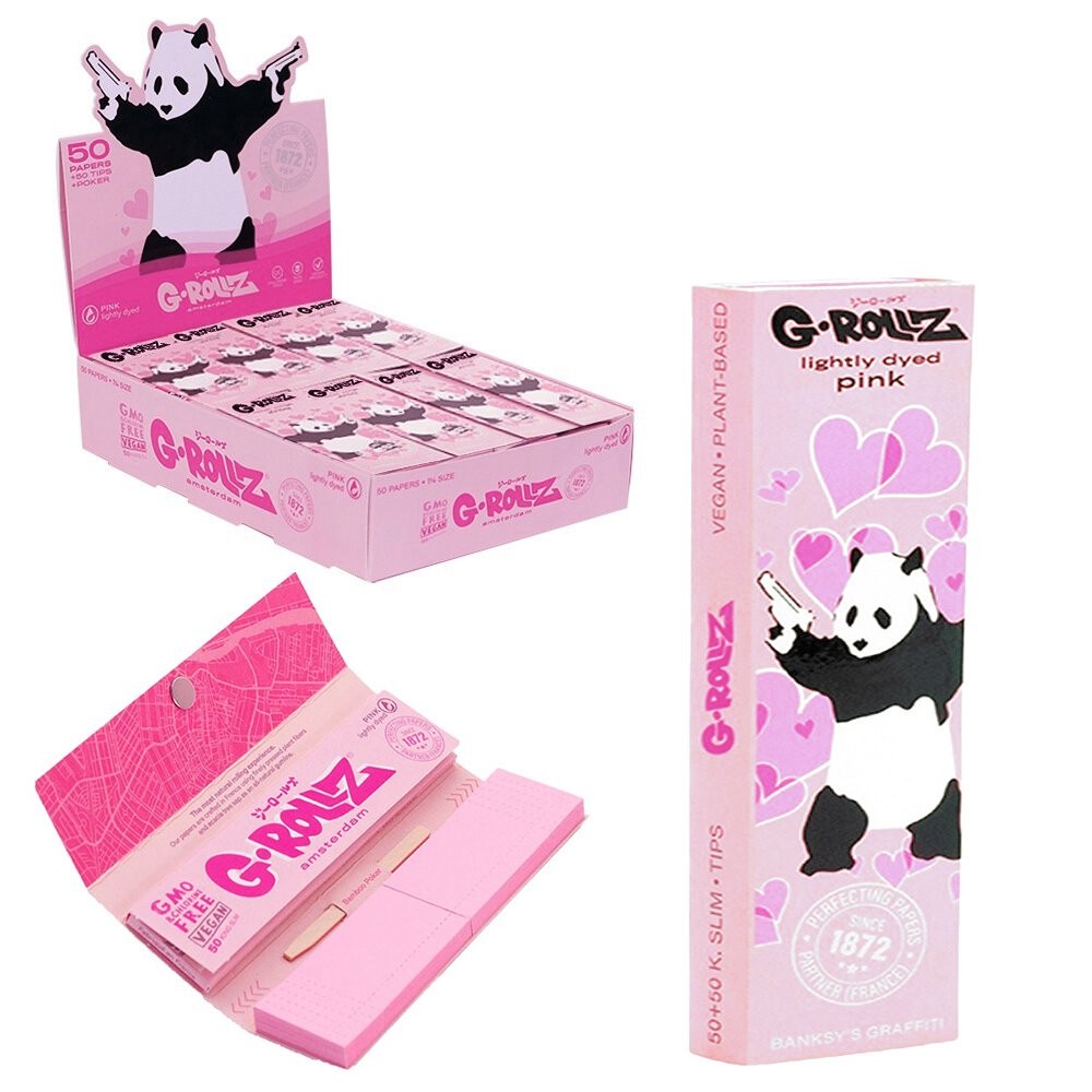 Papelillo G-Rollz Panda Pink 1 1/4 + Tips Banksy
