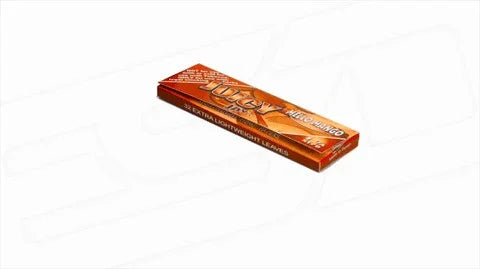 Papelillos para armar Juicy Mango de 1 1/4, caja naranja, 32 hojas, sabor mango.