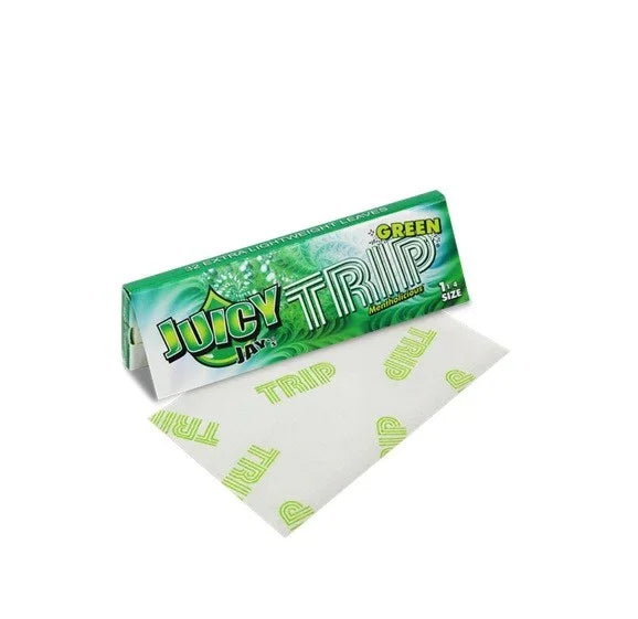 Papelillo transparente Juicy Jay's Trip Green Menta saborizado, tamaño 1 1/4