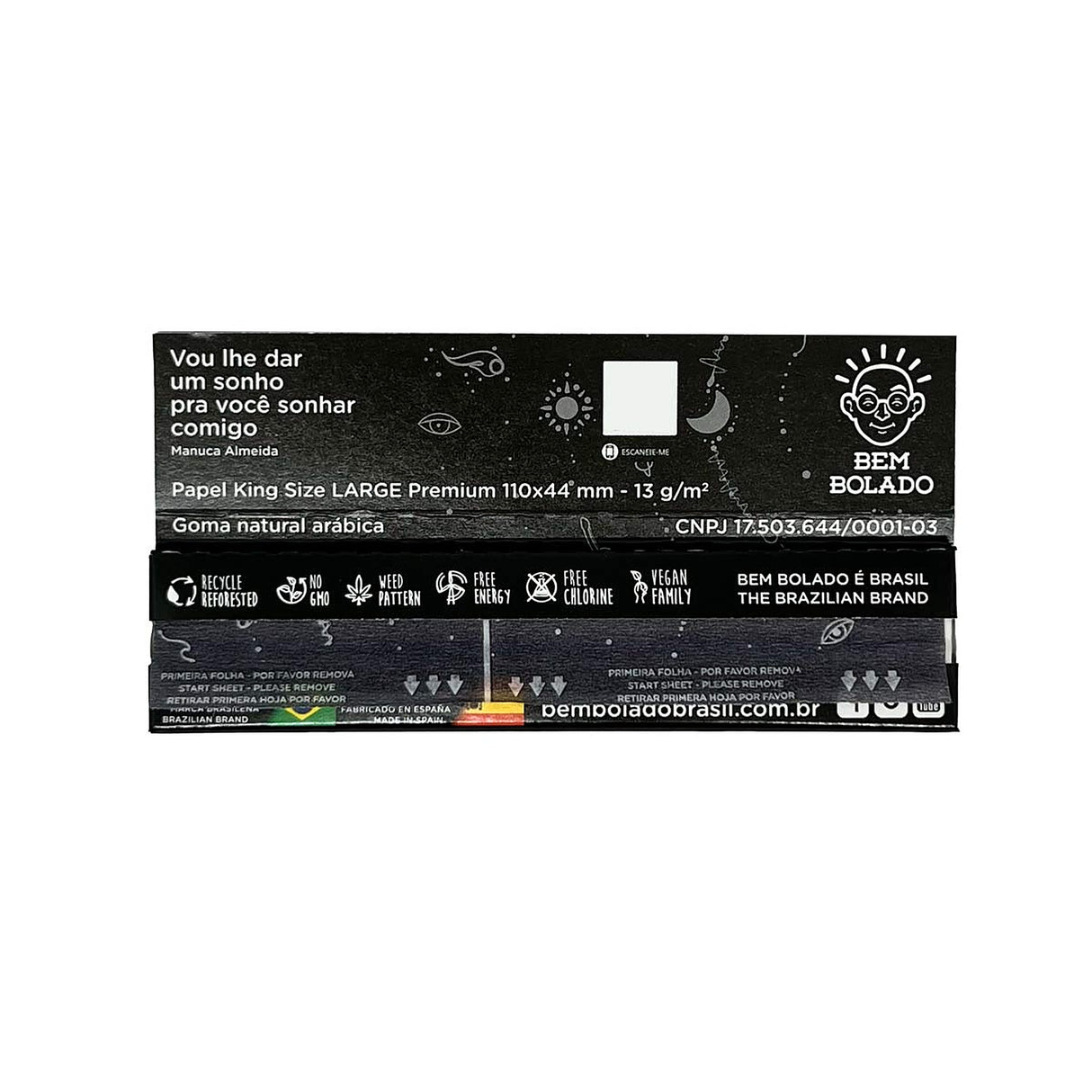 Papelillos Premium King Size Large 32 hojas Bem Bolado - librillo abierto specs