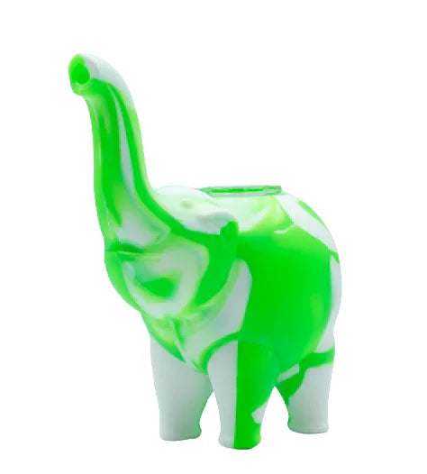 Pipa 12cm Silicona Elefante Verde Blanco