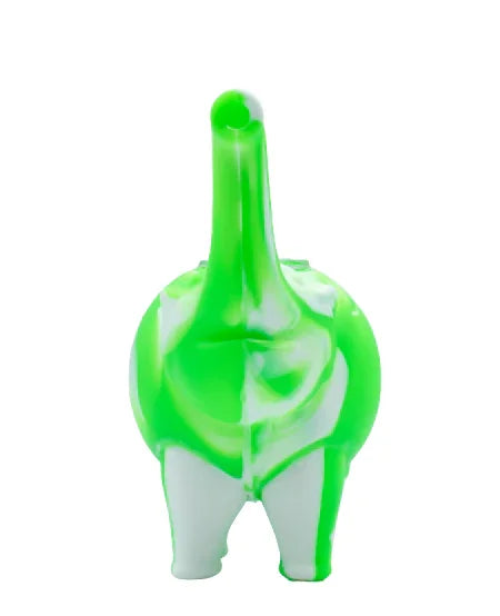 Pipa 12cm Silicona Elefante Verde Blanco