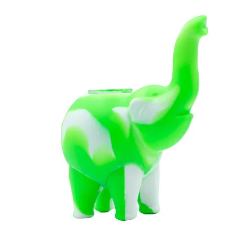 Pipa 12cm Silicona Elefante Verde Blanco