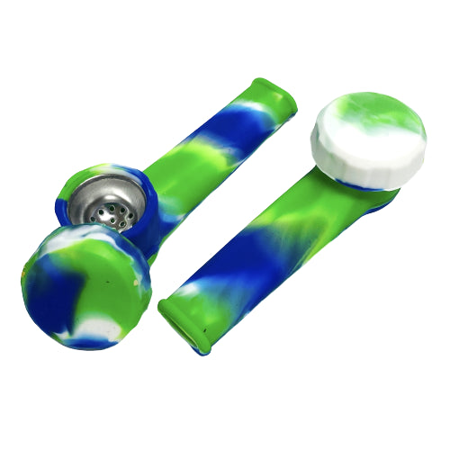 Pipa De Silicona 9 cms Verde Azul Blanca