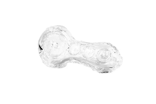 Pipa de vidrio Pyrex transparente de 6 cm para fumar, fondo blanco