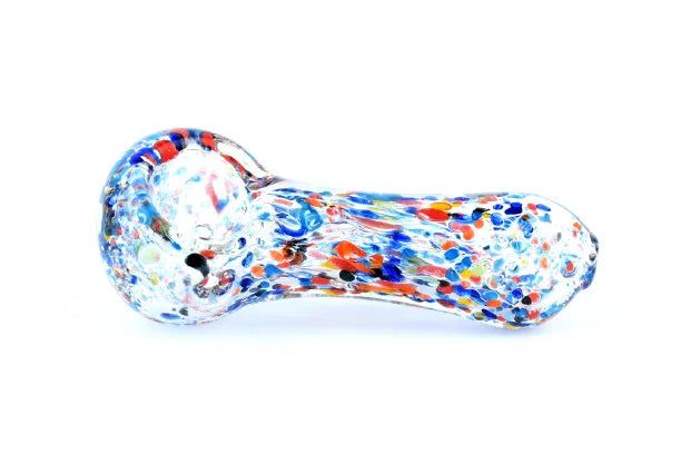 Pipa de vidrio pyrex 7 cm multicolor para fumar, fondo blanco, estilo candy.