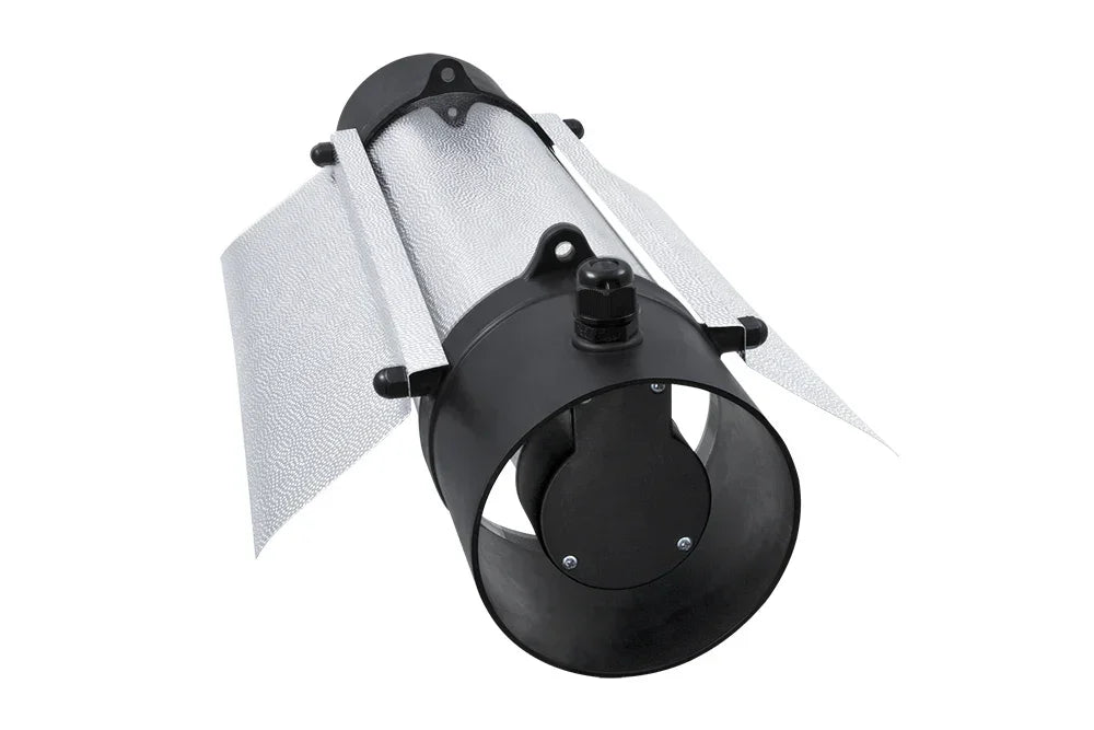 Reflector tubular para cultivo indoor, aluminio texturizado, ventilación central