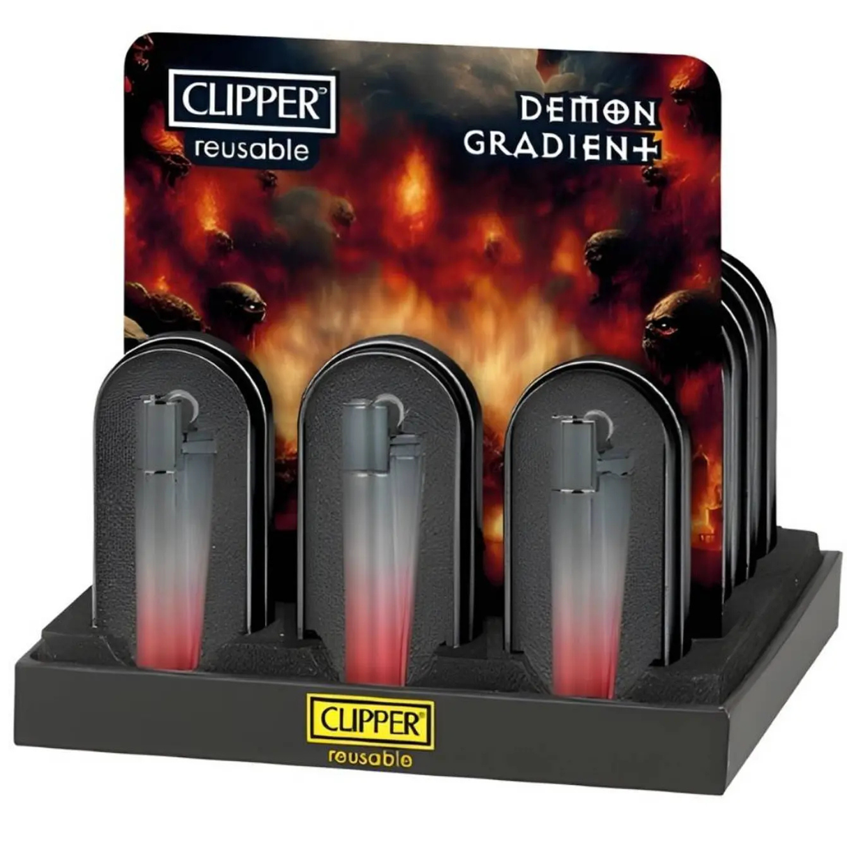 Encendedor Clipper Metalico Demon Gradient