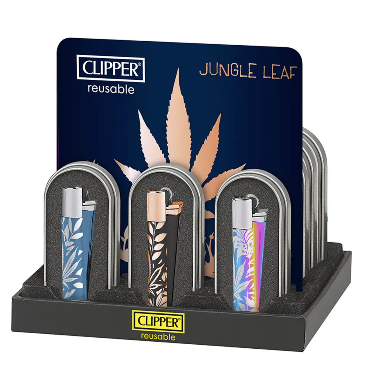 Encendedor Clipper Metalico Jungle Leaf