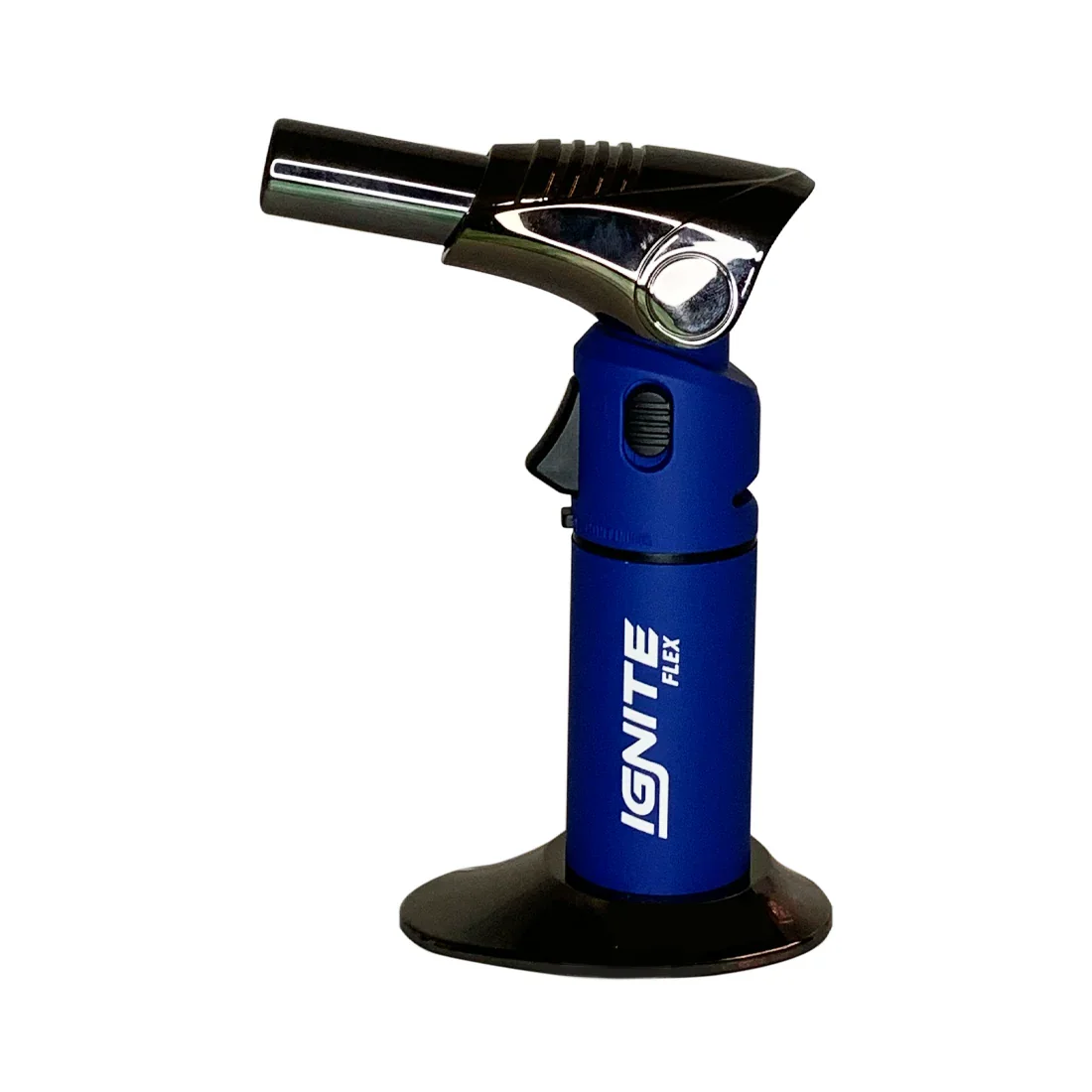 Soplete Flex azul para cultivo indoor, boquilla metálica y base estable, ideal jardinería.