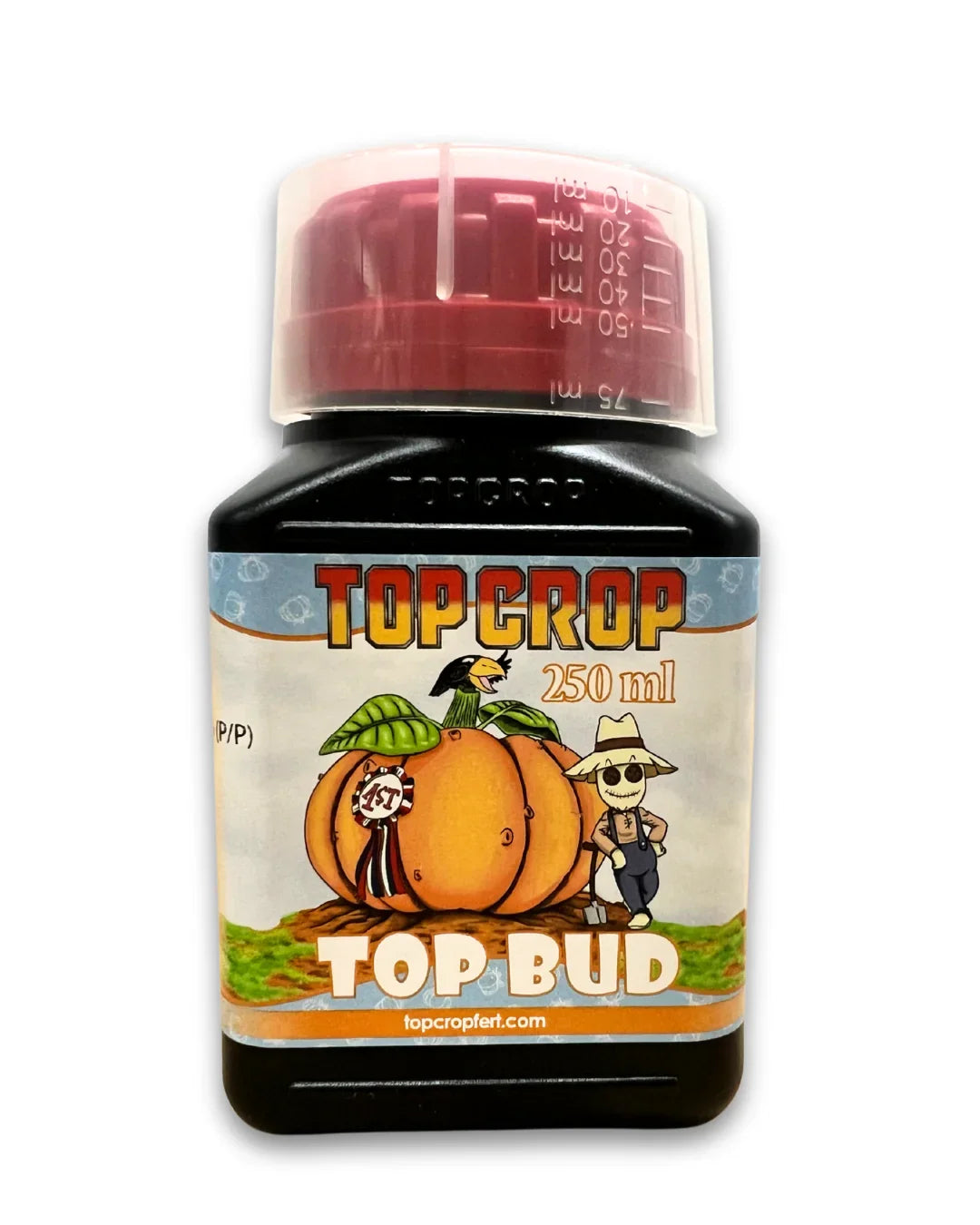 Botella de fertilizante Top Crop Top Bud 250 ml para cultivo indoor con etiqueta colorida