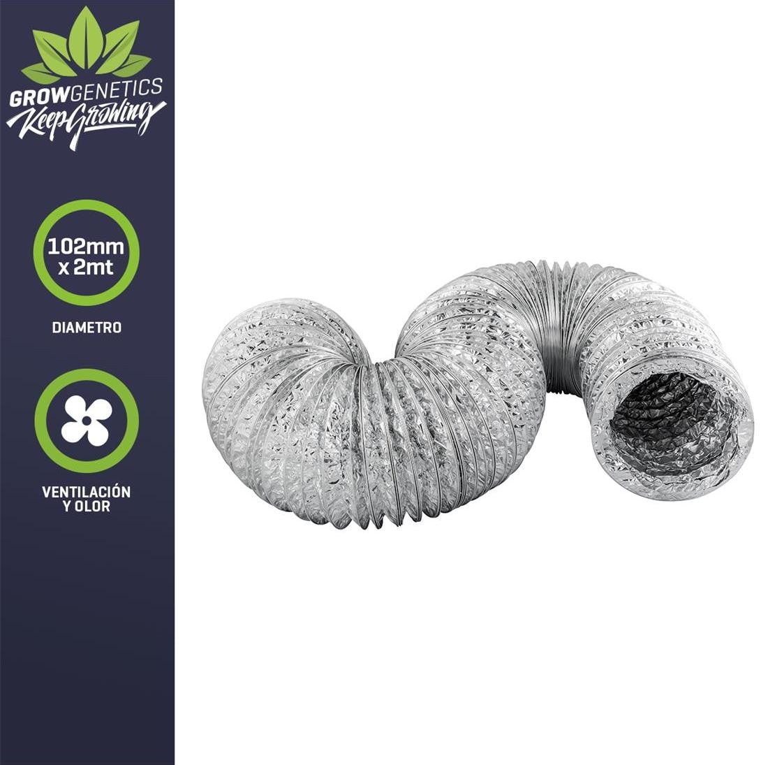 Tubo Aluminio Flexible 102mm x 2mt Grow Genetics