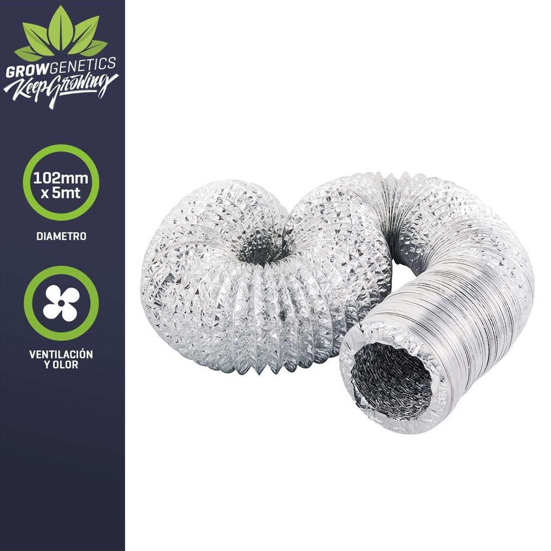 Tubo Aluminio Flexible 102mm x 5mt Grow Genetics