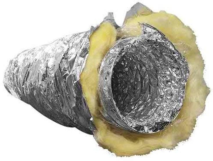 Tubo de extracción insonorizado de aluminio con aislante para ventilación indoor, 102mm x 10mt