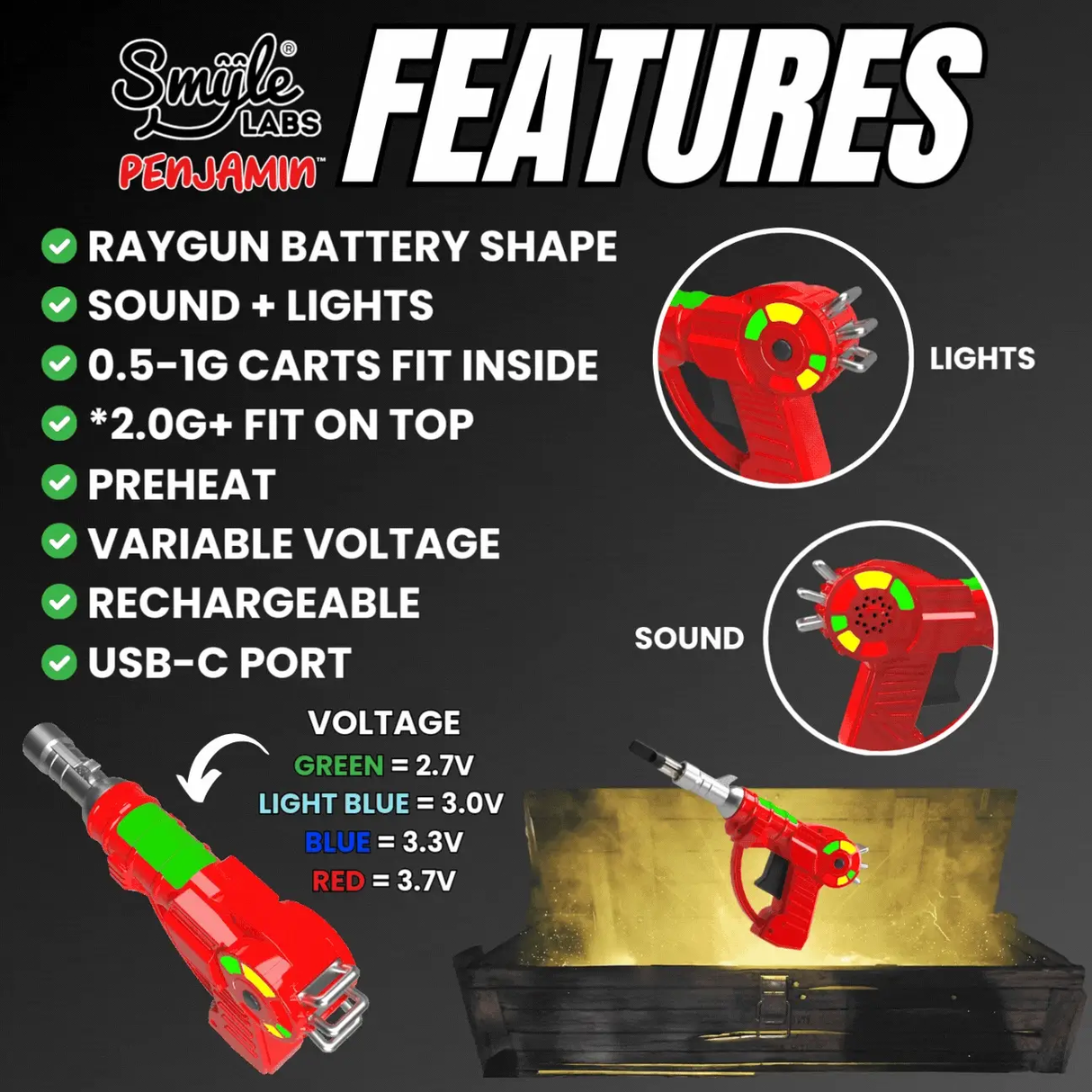 Raygun Penjamin Batería Con Luces y Sonido - Smyle(TM) Labs