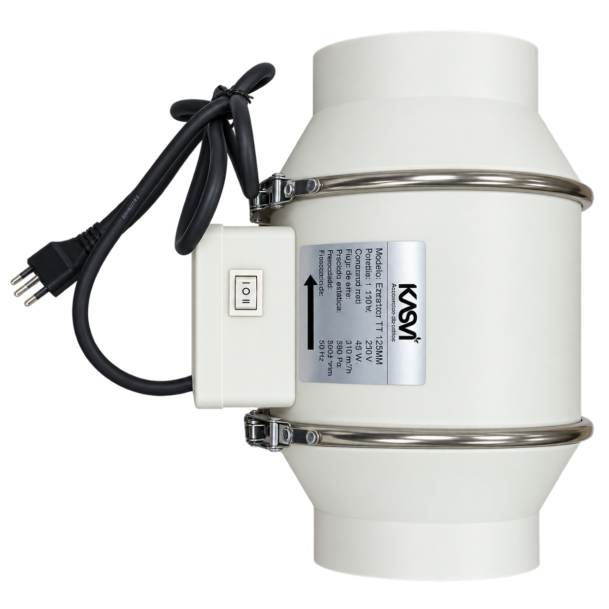 Extractor TT 125mm 312 m3/h con Cable - Kasvi
