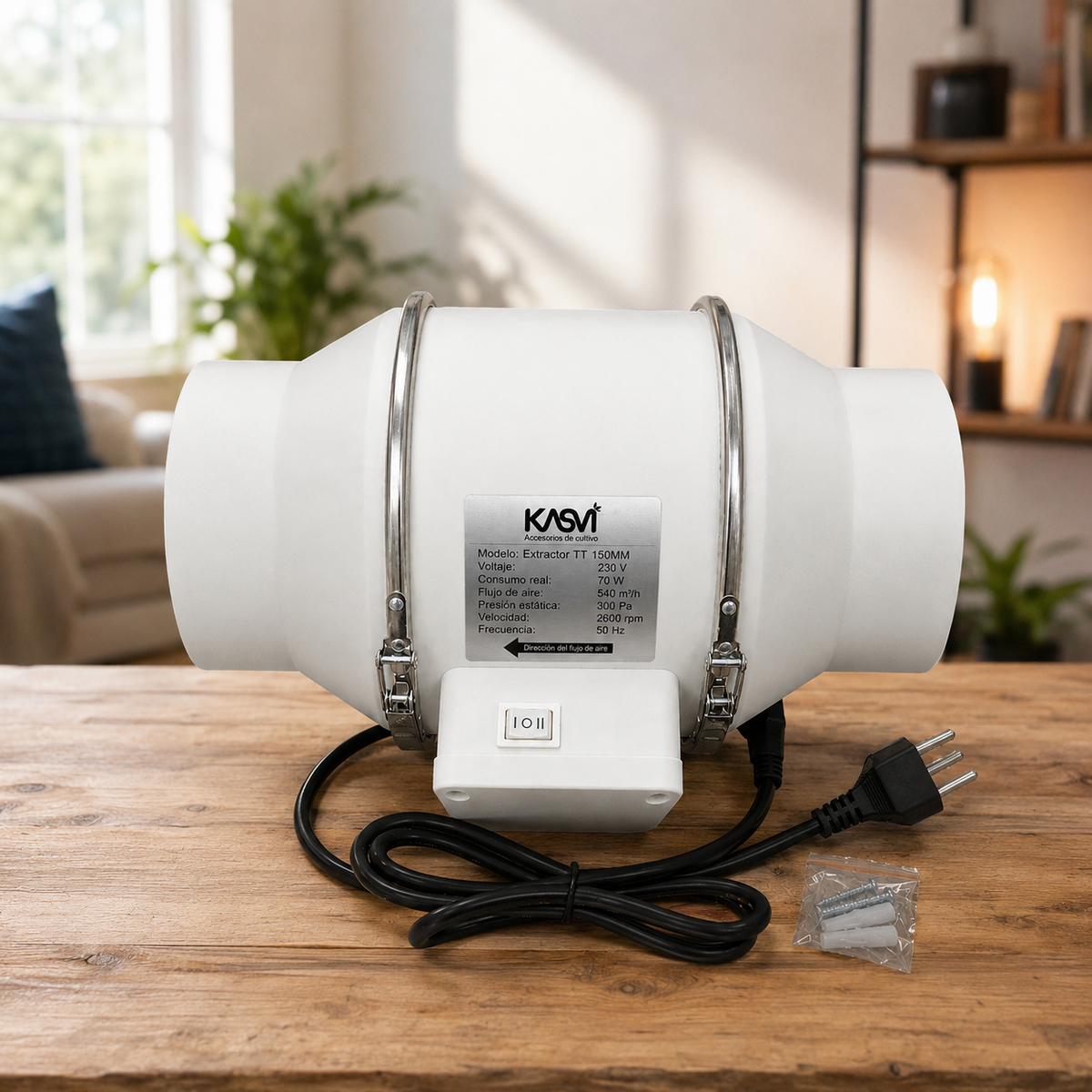 Extractor TT 150mm 540 m3/h con Cable - Kasvi