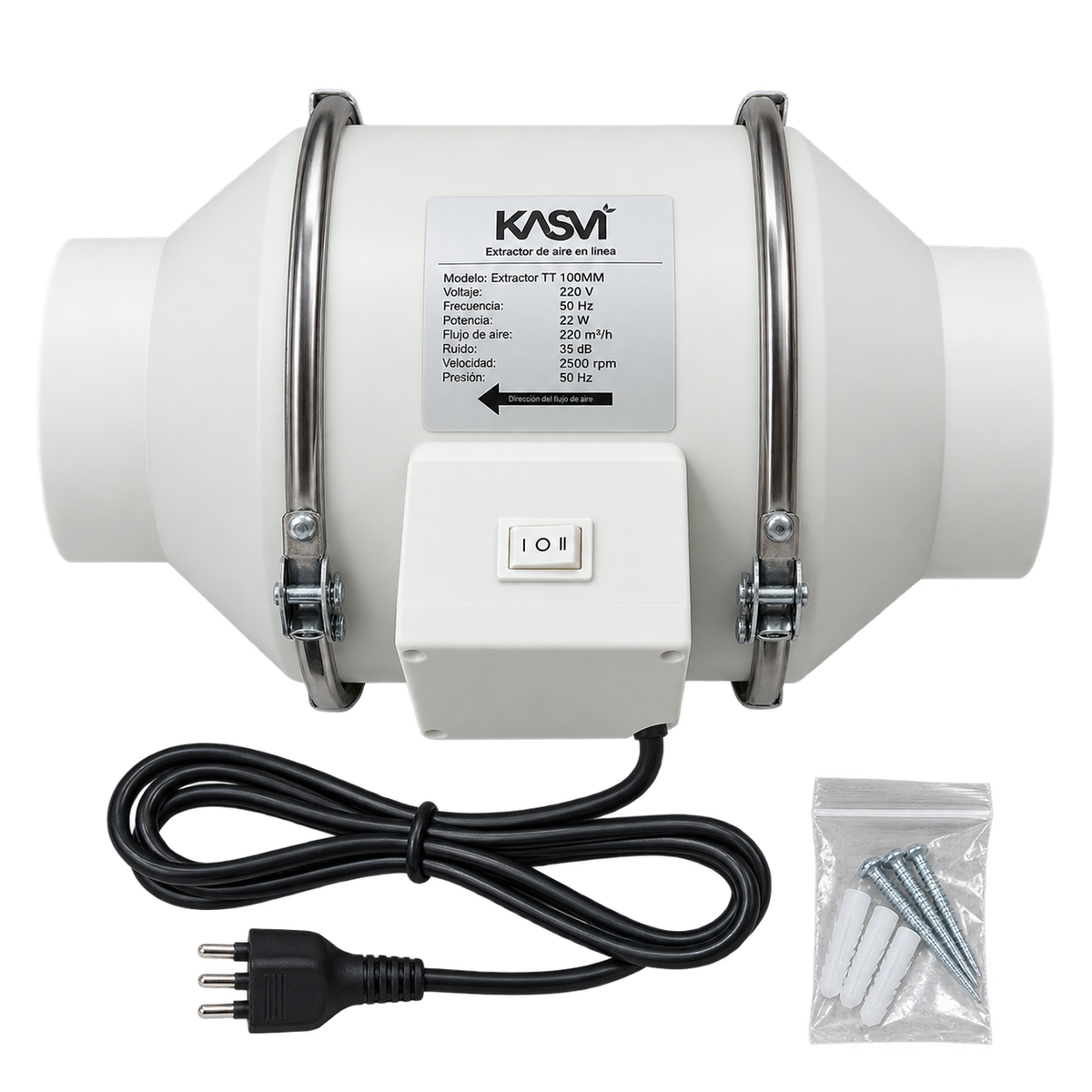 Extractor TT 150mm 540 m3/h con Cable - Kasvi