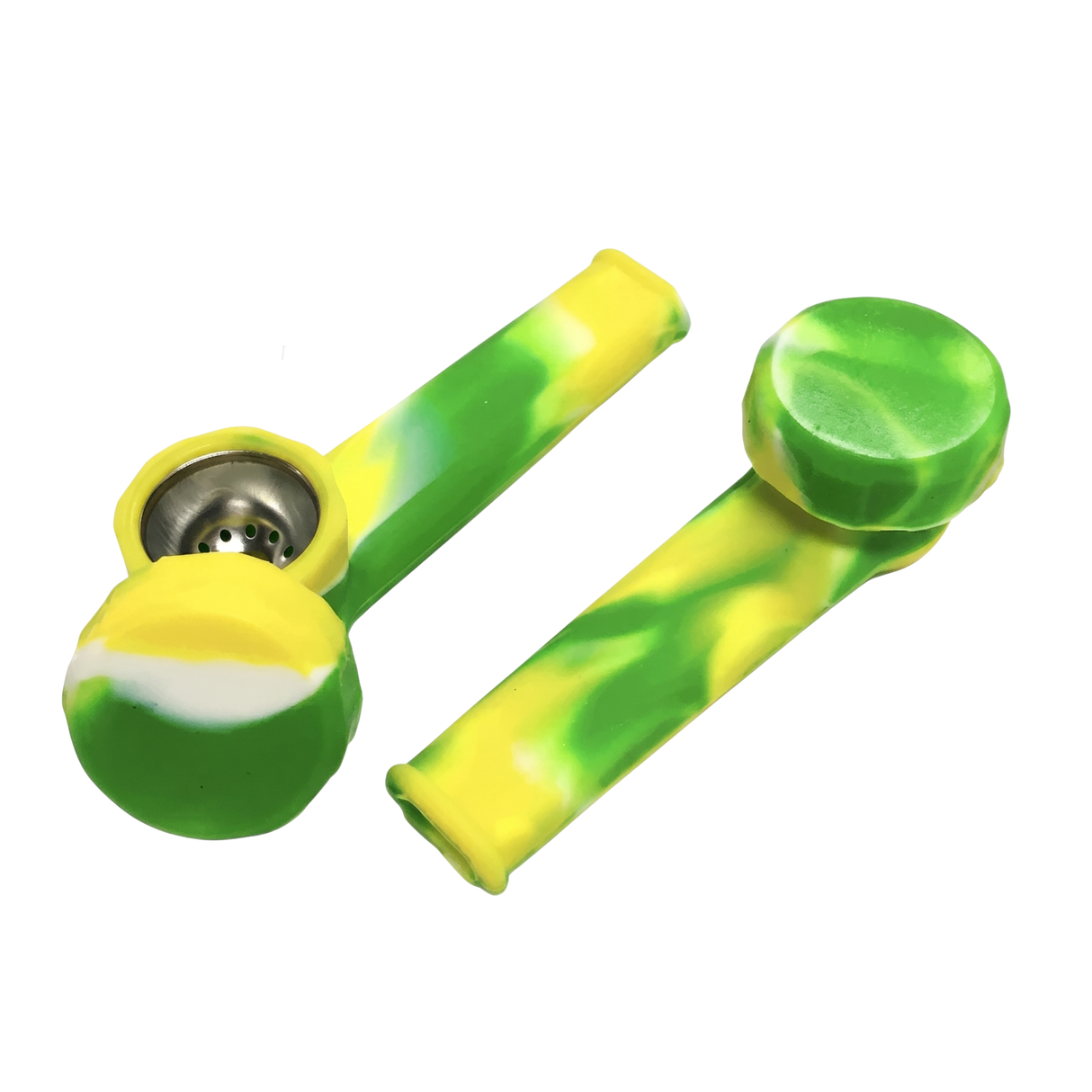 Pipa De Silicona 9 cms Verde Amarilla Blanca