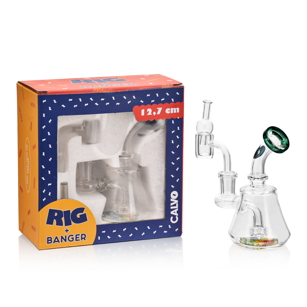 Bong Wax Set Dab Rig + Banger + Carb Cap Black - Calvoglass