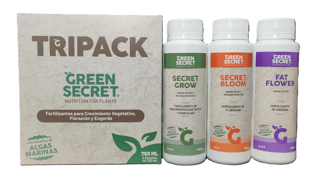 TriPack Fertilizantes Grow + Bloom + Fat Flower - Green Secret