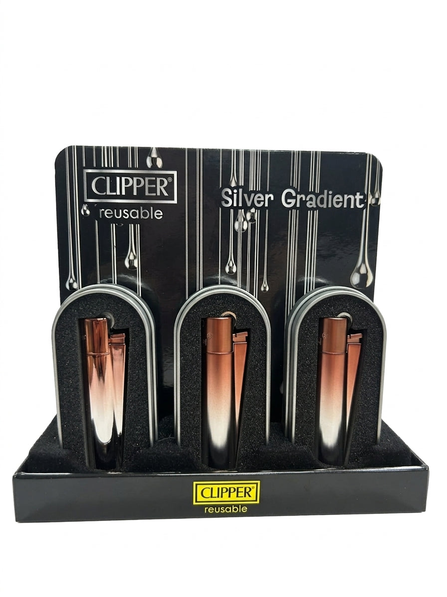 Encendedor Clipper Metalico Silver Gradient