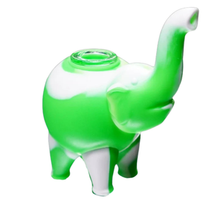 Pipa 12cm Silicona Elefante Verde Blanco
