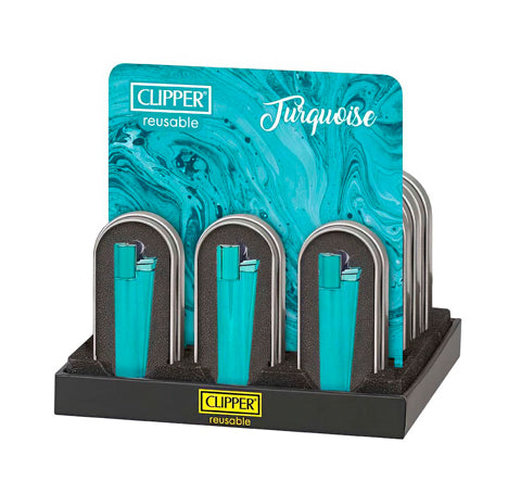 Encendedor Clipper Metalico Turquise