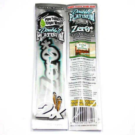 Blunt doble Platinum Zero natural sabor, envoltorio para tabaco con dos unidades en empaque.