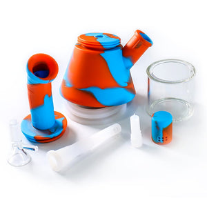 Bong de Silicona con Vidrio 23 cm - vista desarmado mostrando piezas