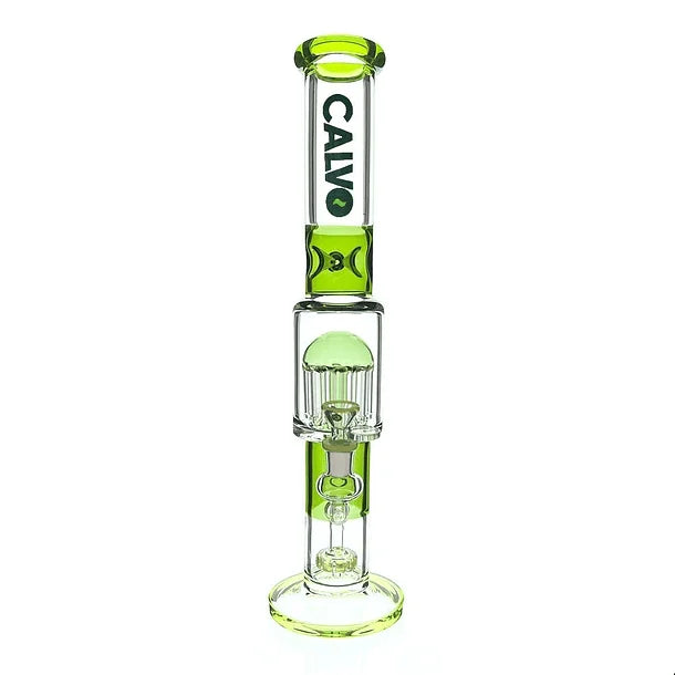 Bong Straight Tube Tree Perc Green 42 cm Calvoglass