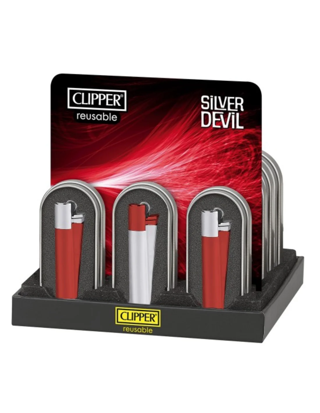 Encendedor Clipper Metalico Silver Devil