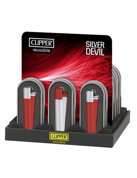 Encendedor Clipper Metalico Silver Devil