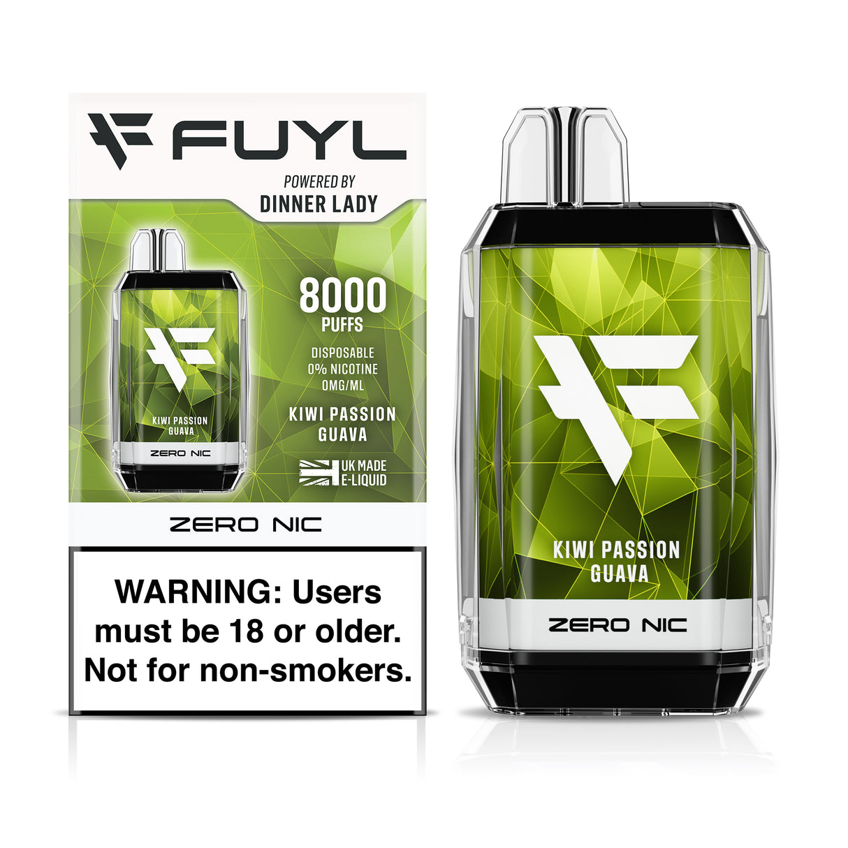 Vapeador Dinner Lady Fuyl Kiwi Passion Guava 0% NIC 8000 Puffs