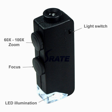 Lupa 60X-100X Potencia De Zoom Sistema De Iluminación Led