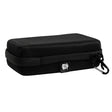 Estuche rígido negro con cierre y mosquetón, ideal para guardar accesorios de cultivo indoor