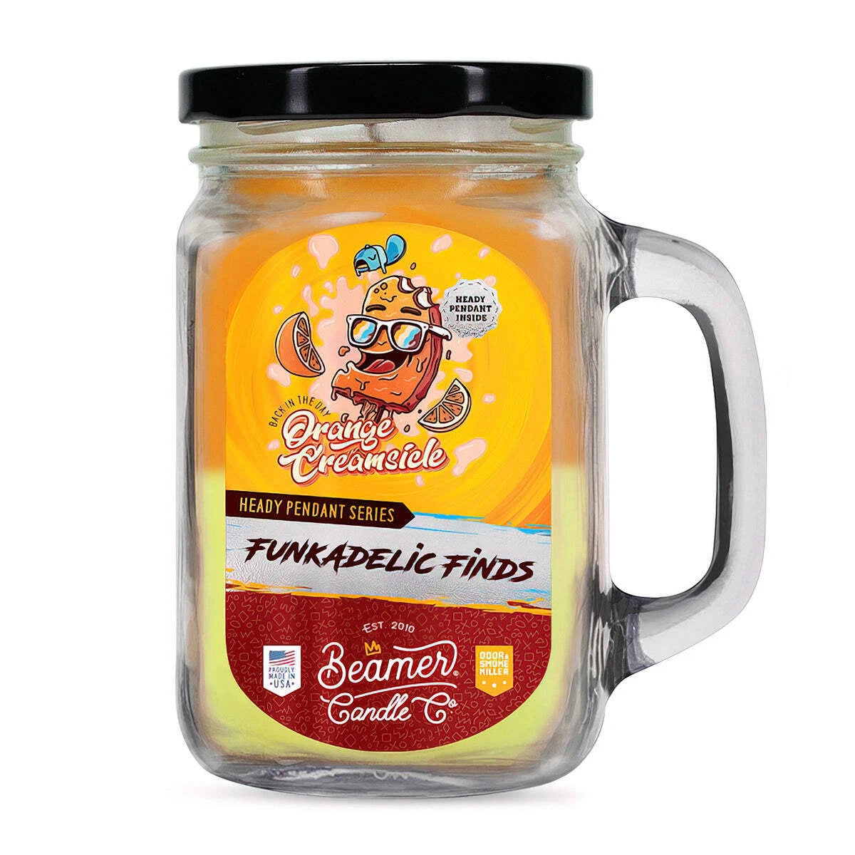 Vela Large Funkadelic Finds Orange Creamsiele - Beamer Candle