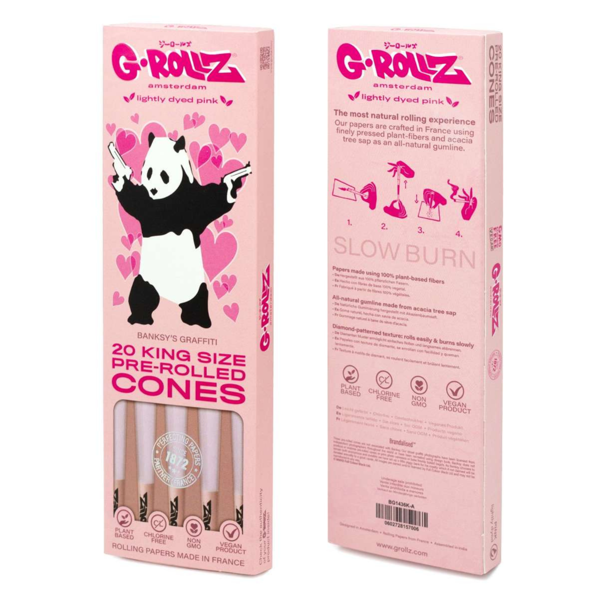G-Rollz 20 Conos Pre Enrolados Lightly Dyed Pink King Size